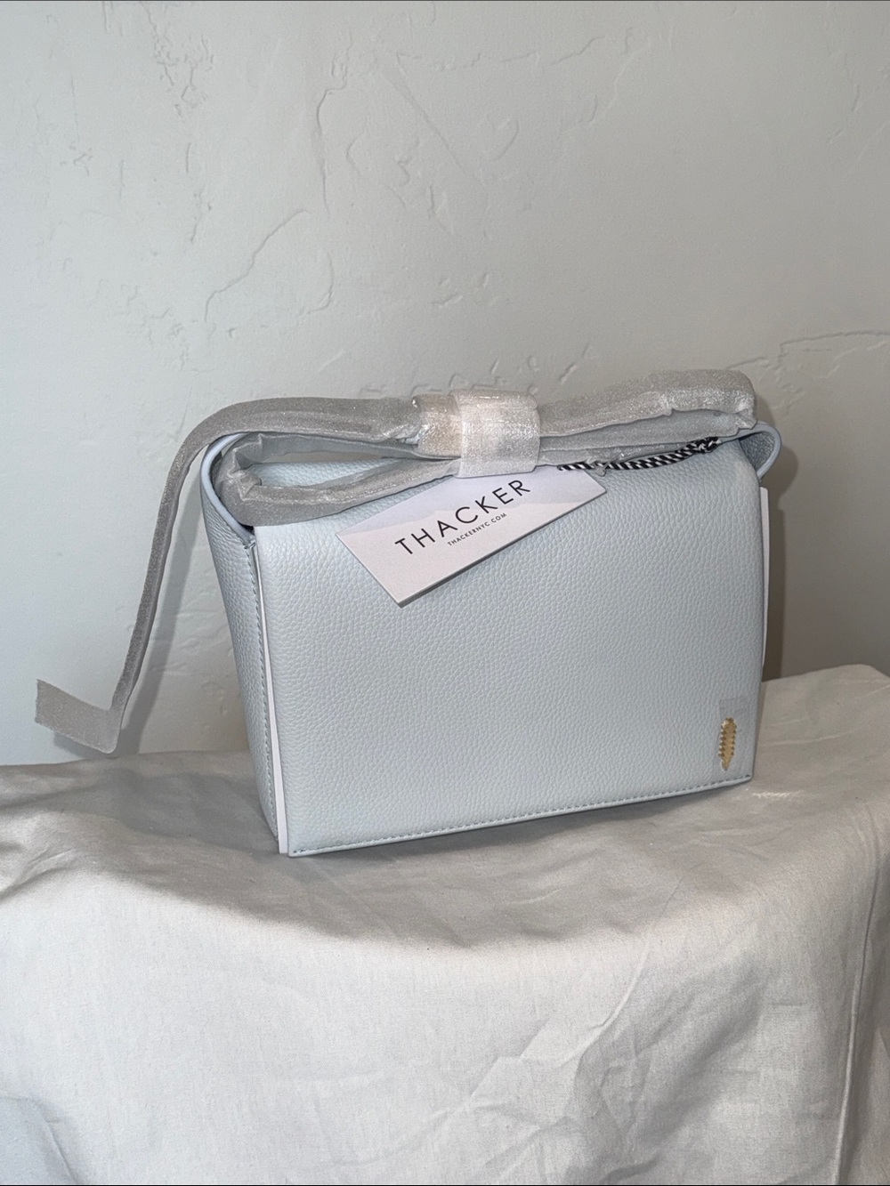 THACKER NYC Light Blue Leather Crossbody Bag